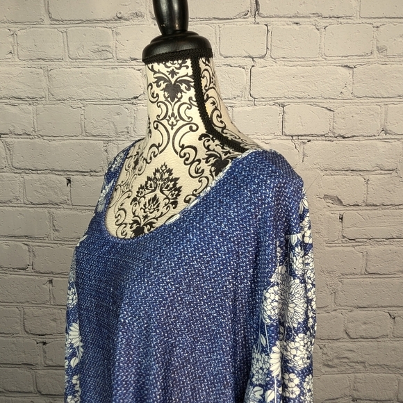 Lily Women's Long Sleeve Stretch Knit Floral Print Top Plus Size 4xl B15a - Picture 7 of 11